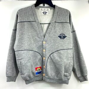 Vintage Dockers Levi’s gray patch sweatshirt cardigan Size tagged XL 20